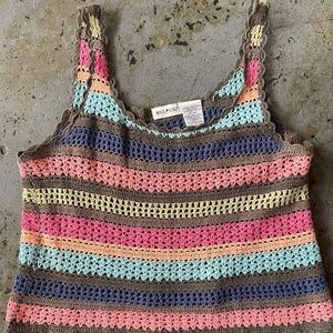 Vintage White Stag Multicolor Crochet Tank Top Size Large